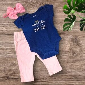 3 Months Baby Girl Amazing 2pcs Set & Headband